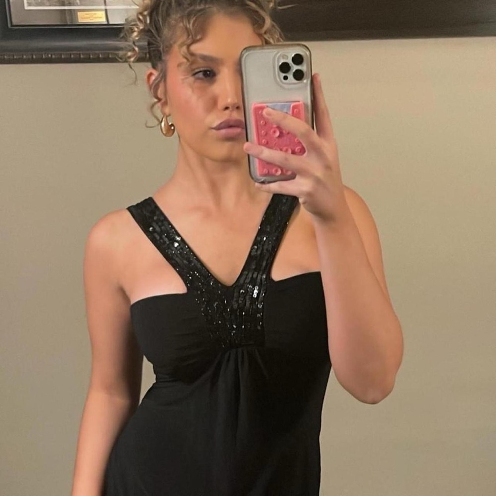 Black Sequin Mini Dress by Kiwi